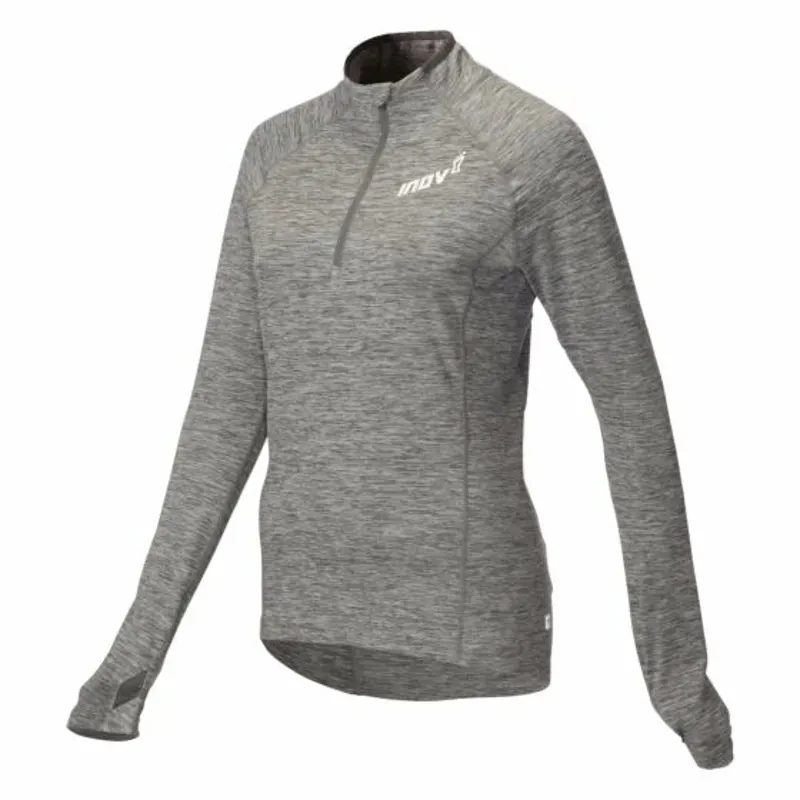 Half Zip Long Sleeve Mid Layer in Light Grey Women's