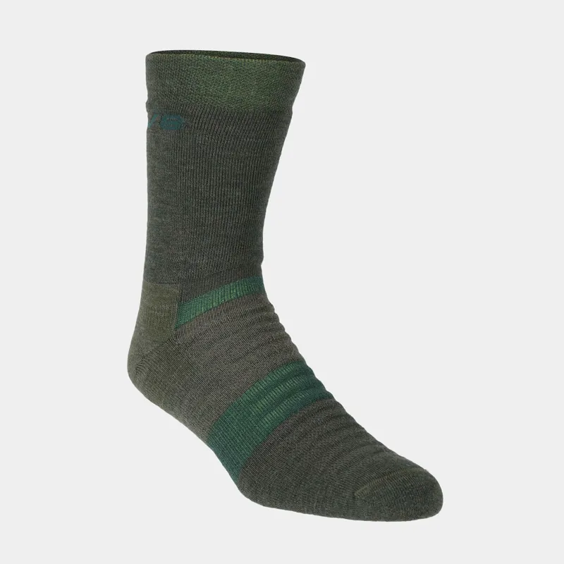Merino High Sock Dark Green Melange-2