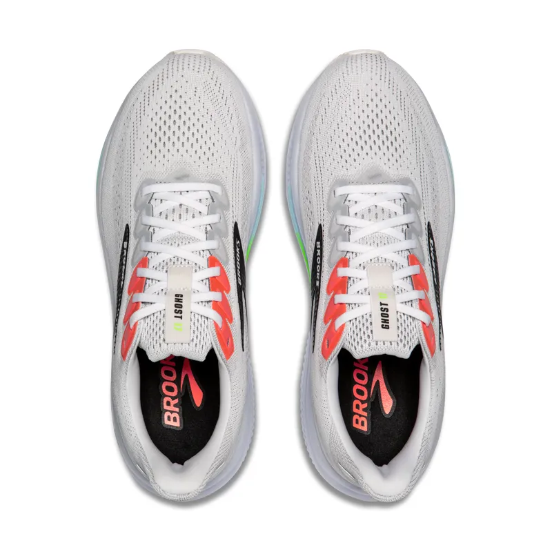 Brooks Ghost 17 Men's Running Shoes - White Pink Clay Gecko-5