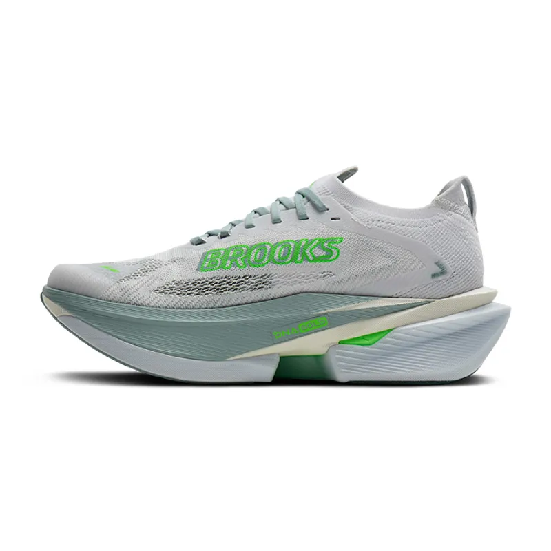 Brooks Hyperion Max 3 Men's Tempo Running Shoes - White Gray Mist Green-2