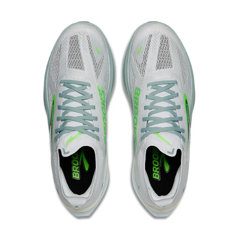 Brooks Hyperion Max 3 Men's Tempo Running Shoes - White Gray Mist Green-7