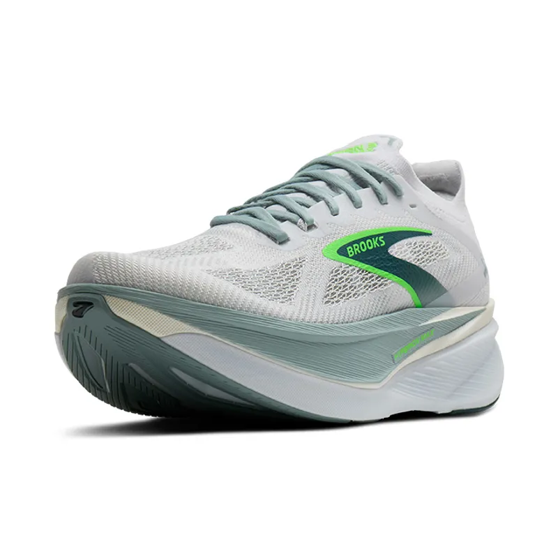 Brooks Hyperion Max 3 Men's Tempo Running Shoes - White Gray Mist Green-4