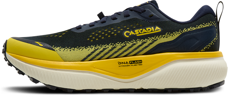 Brooks Cascadia 20 Men's Trail Running Shoes - Navy Cyber Yellow Grey-3