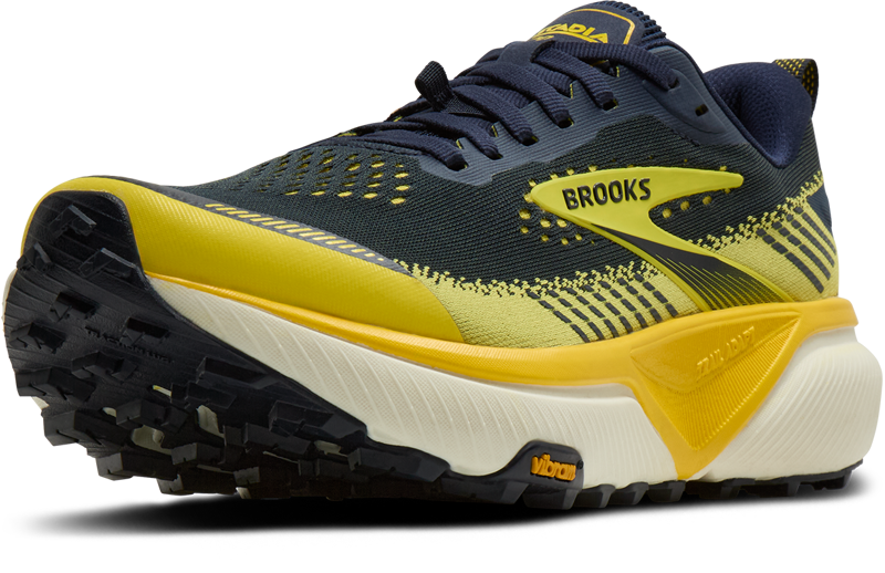 Brooks Cascadia 20 Men's Trail Running Shoes - Navy Cyber Yellow Grey-4