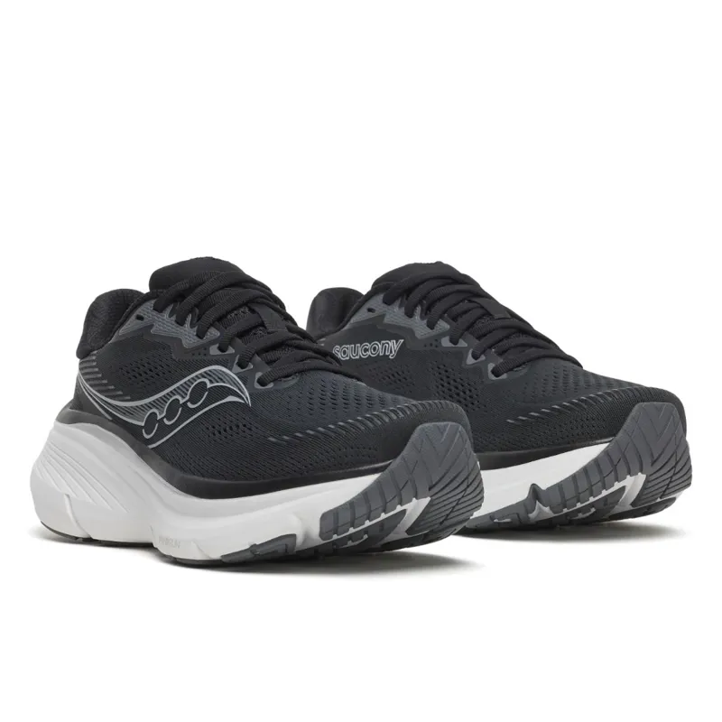 Saucony Guide 19 WIDE Women's Supportive Running Shoes - Black Silver-1