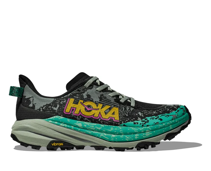 Hoka Speedgoat 6 Womens Trail Running Shoes Black Aloe Vera