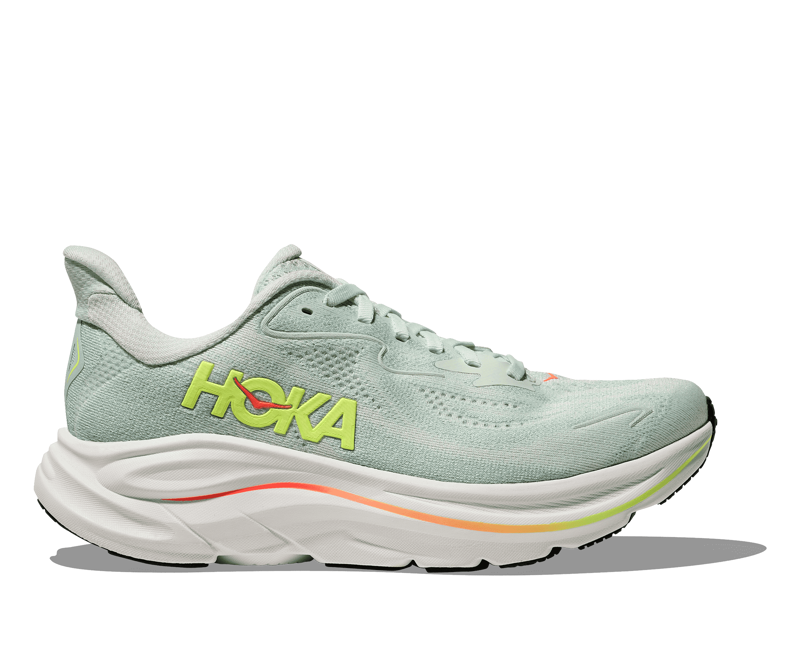 Hoka Clifton 10 Women's Running Shoes - Sea Glass Neon Flame