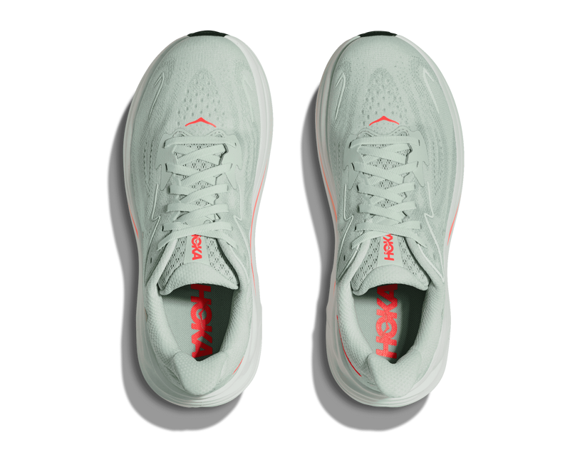 Hoka Clifton 10 Women's Running Shoes - Sea Glass Neon Flame-6