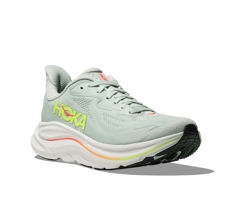 Hoka Clifton 10 Women's Running Shoes - Sea Glass Neon Flame-1