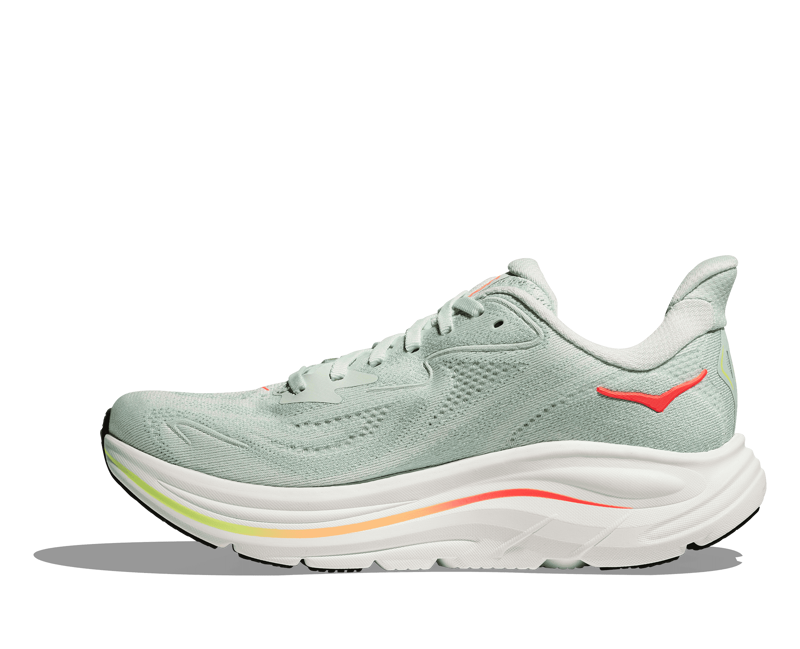 Hoka Clifton 10 Women's Running Shoes - Sea Glass Neon Flame-2