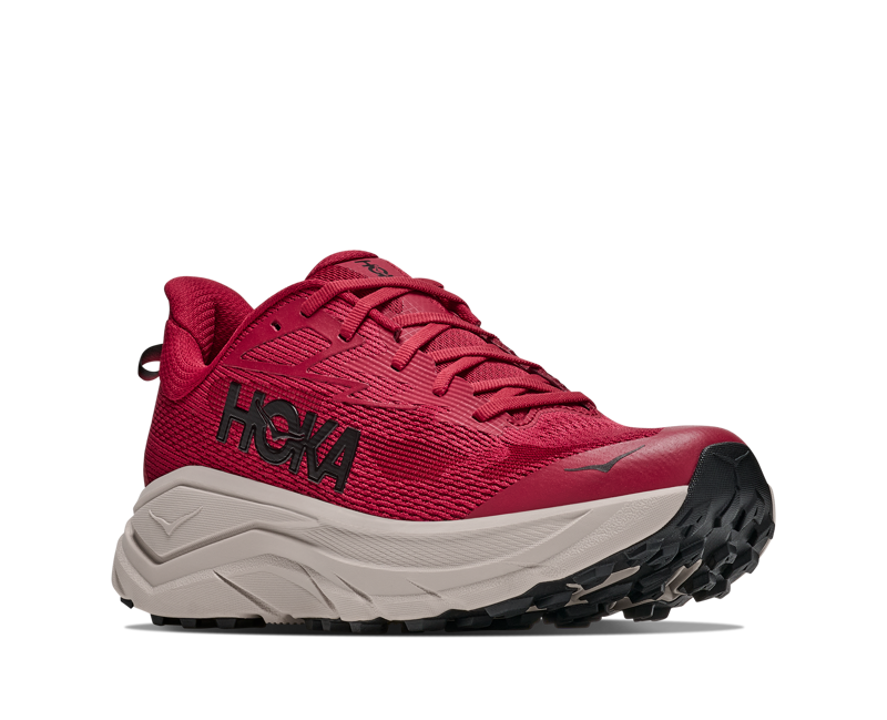 HOKA Challenger 8 Men's Trail Running Shoes - Red Agate River Rock Grey-1
