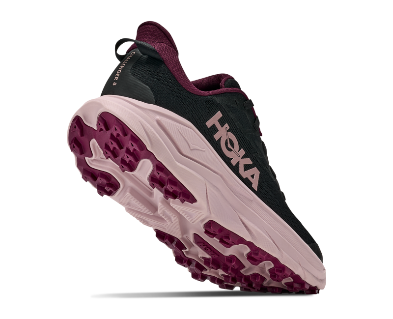 HOKA Challenger 8 Women's Trail Running Shoes - Black Pink Opal -5