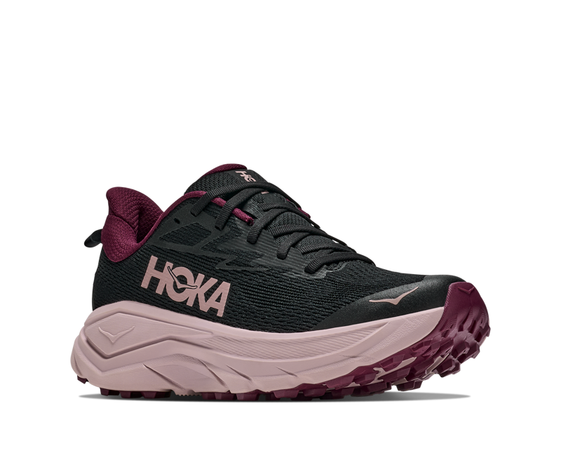 HOKA Challenger 8 Women's Trail Running Shoes - Black Pink Opal -1