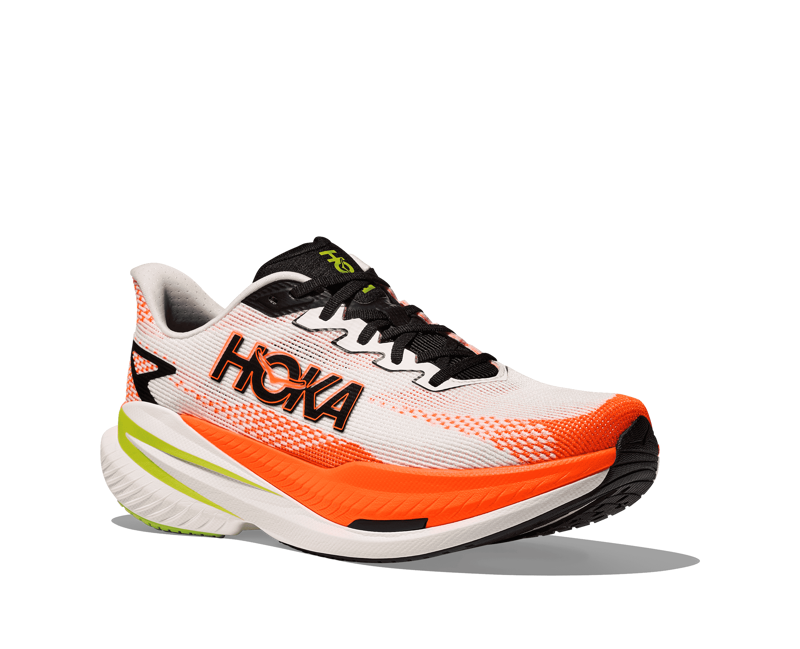 Hoka Mach X 3 Men's Tempo Running Shoe White Neon Tangerine-5