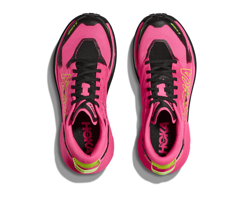 Hoka Mafate 5 Women's Trail Running Shoes - Neon Rose Black-7