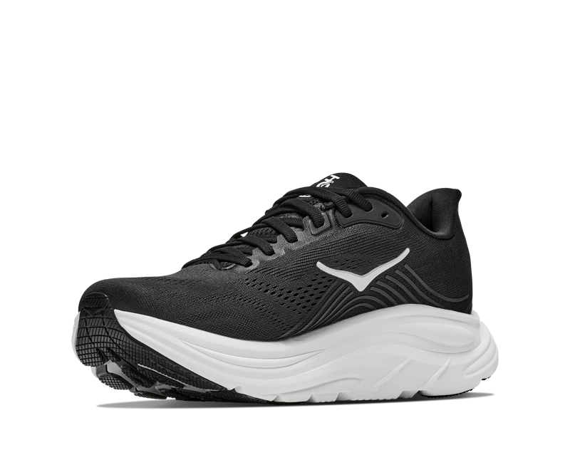 Hoka Clifton 11 Women's Running Shoes - Black White -2