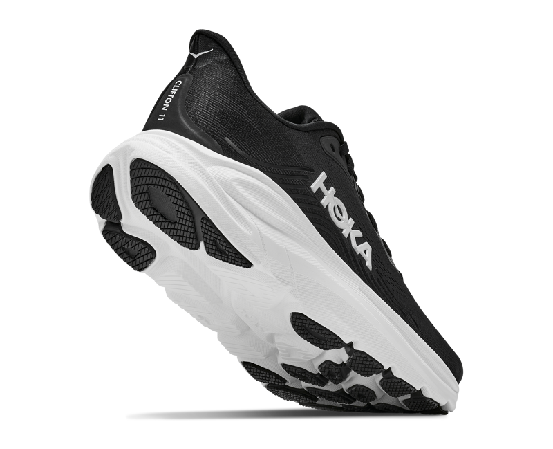 Hoka Clifton 11 Women's Running Shoes - Black White -5