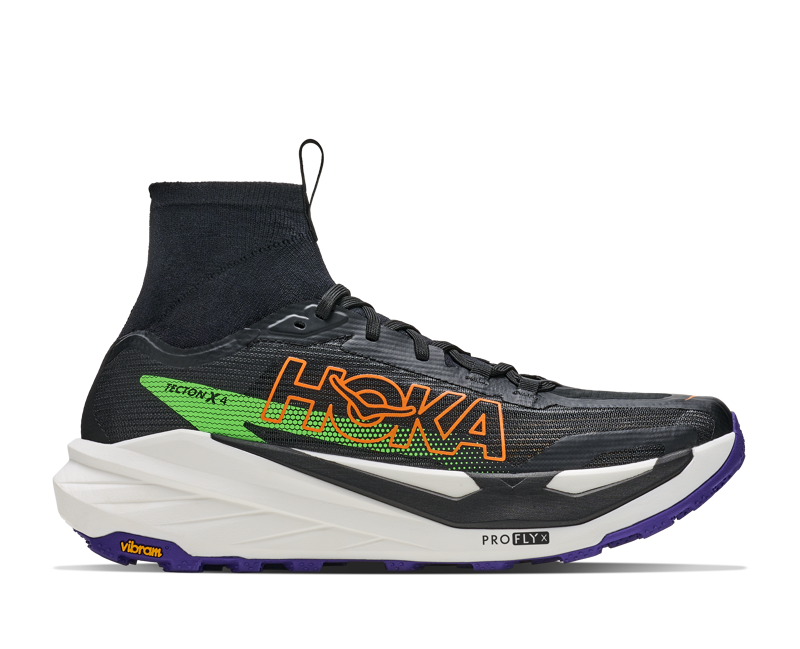 HOKA Tecton X 4 Men's Trail Running Shoes - Black Neon Green 