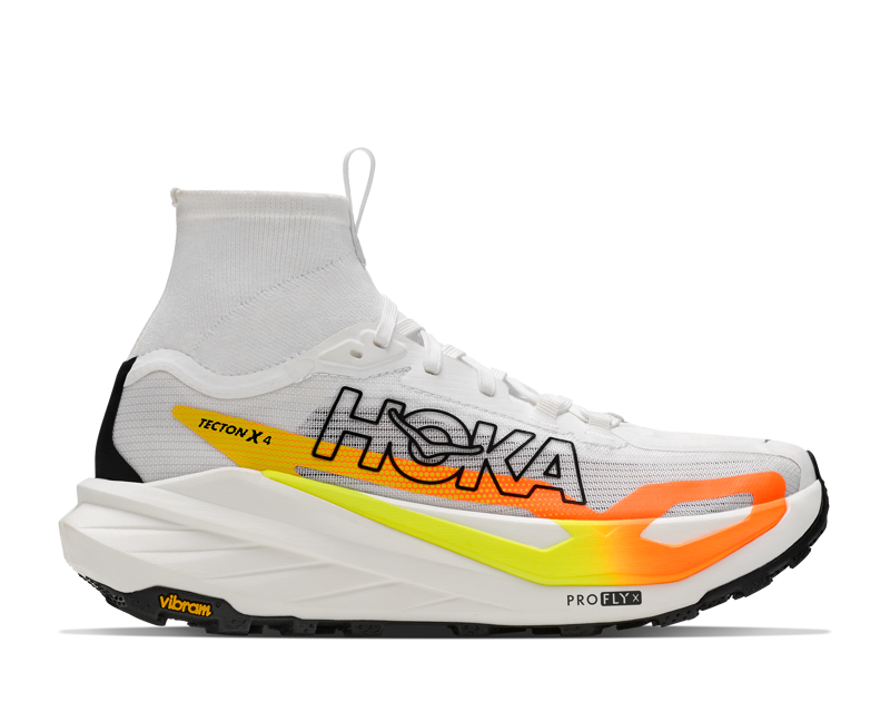 HOKA Tecton X 4 Men's Trail Running Shoes - Frost Neon Tangerine