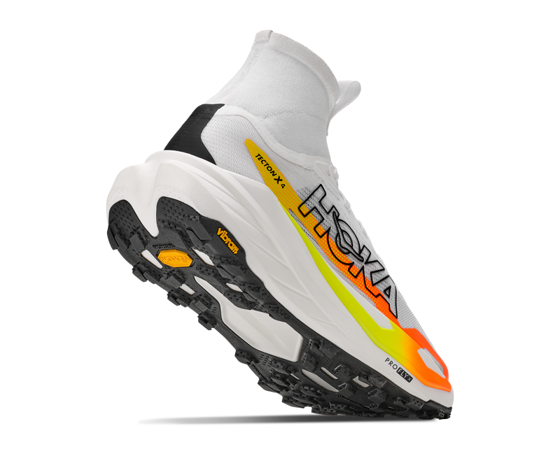 HOKA Tecton X 4 Men's Trail Running Shoes - Frost Neon Tangerine-7