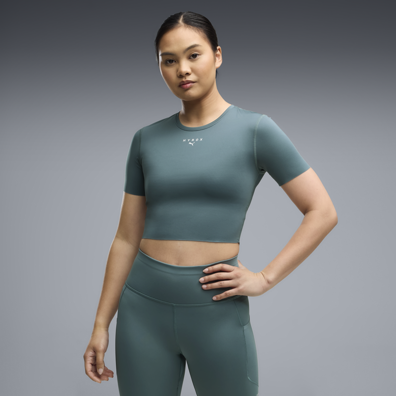 Puma X Hyrox Women's PWRMODE Crop Tee - Herb Garden-2