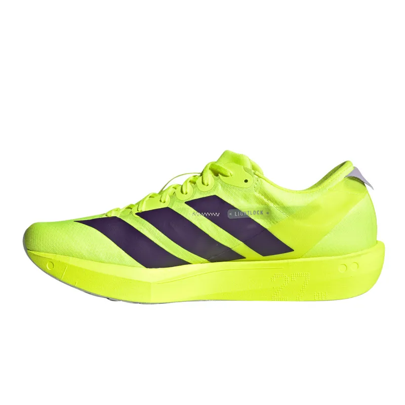 Adidas Adizero Adios 9 Men's Tempo Running Shoes - Solar Yellow Aurora Plum Powder Plum-2