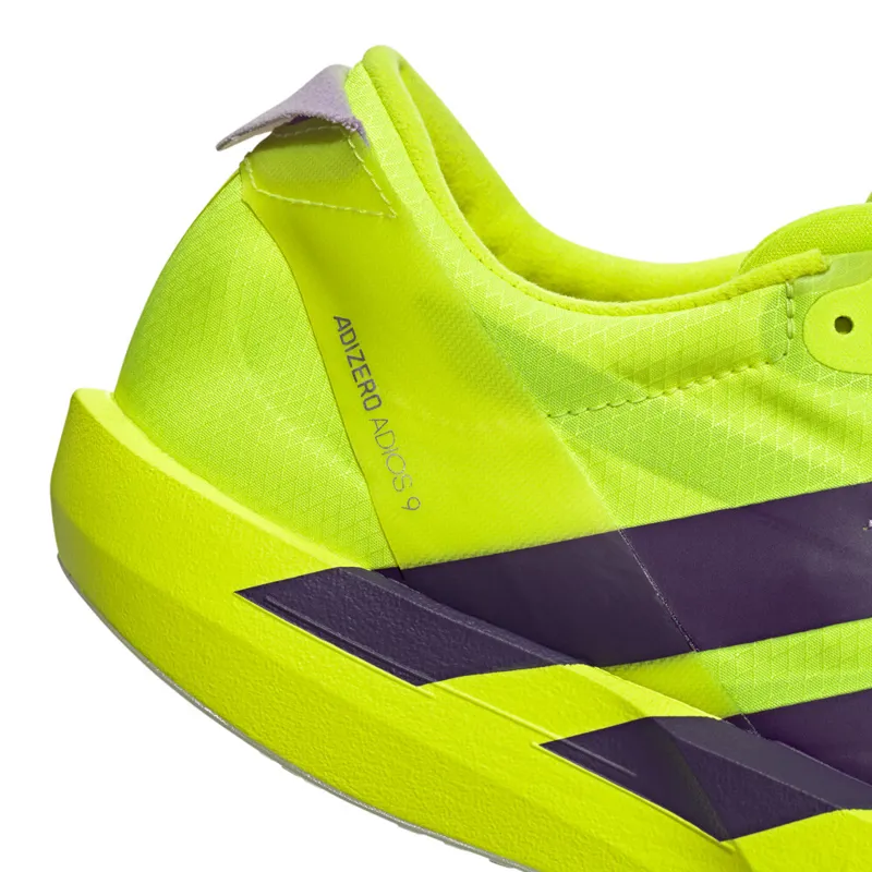 Adidas Adizero Adios 9 Men's Tempo Running Shoes - Solar Yellow Aurora Plum Powder Plum-6