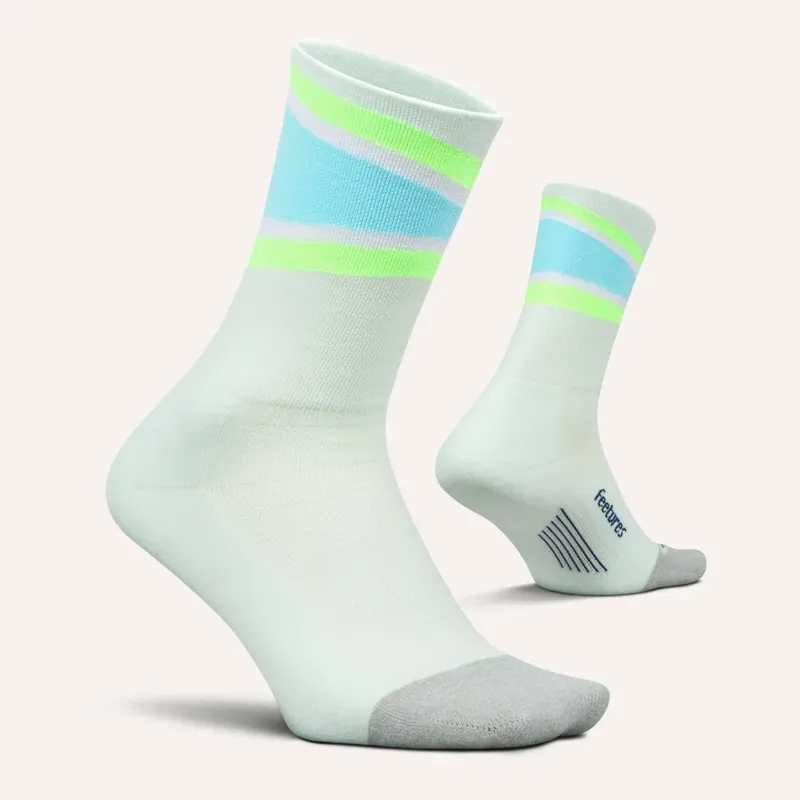 Feetures Elite Light Cushion Mini Crew Unisex Running Socks - Mint Bounce-1