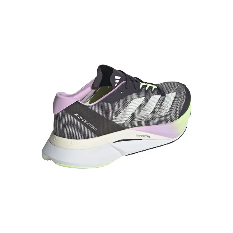 adidas Adizero Boston 12 Men's Tempo Running Shoe Black Purple Green-5