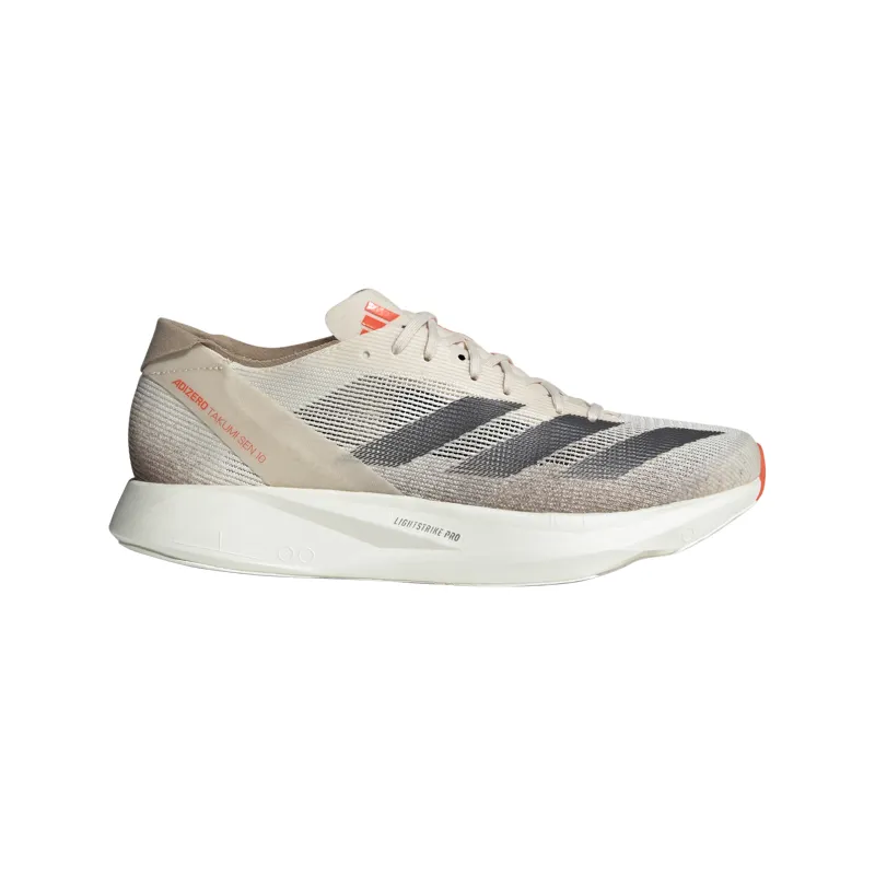 adidas Adizero Takumi Sen 10 Men's Carbon Race Day Shoes Chalk White Grey Strata Halo Ivory