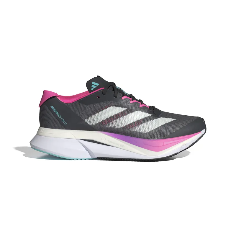 adidas Adizero Boston 12 Women's Tempo Running Shoes Grey Five Crystal Jade Lucid Pink