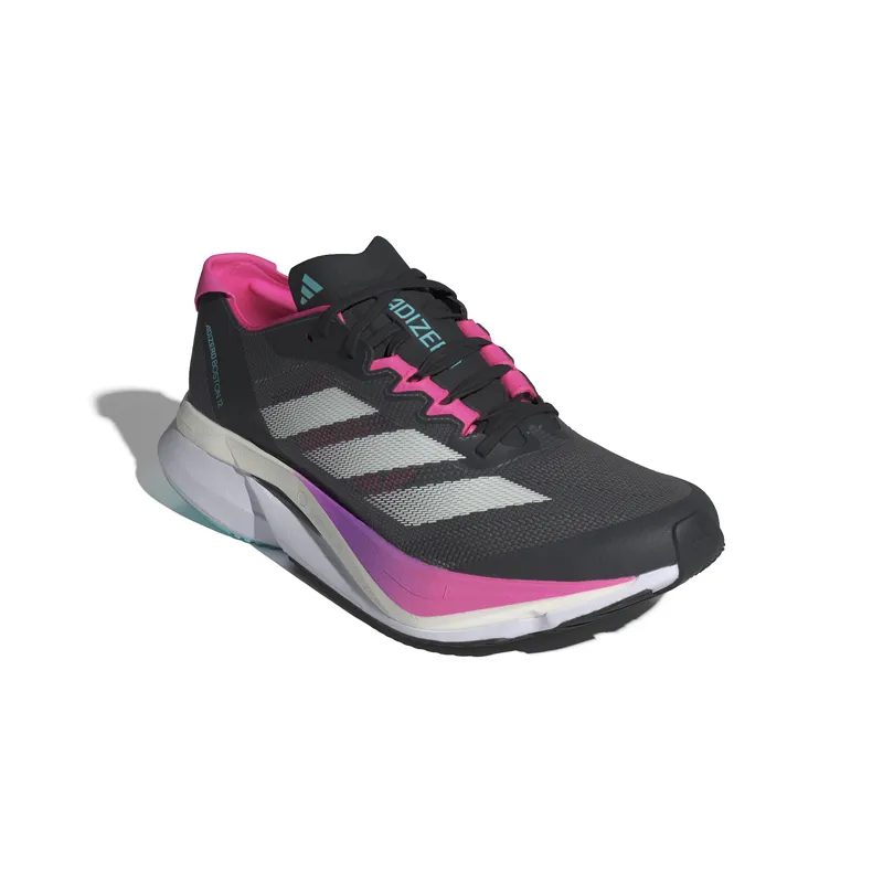 adidas Adizero Boston 12 Women's Tempo Running Shoes Grey Five Crystal Jade Lucid Pink-1