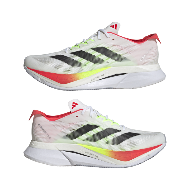 adidas Adizero Boston 12 Men's Tempo Running Shoe Ftwr White Core Black Lucid Red-4