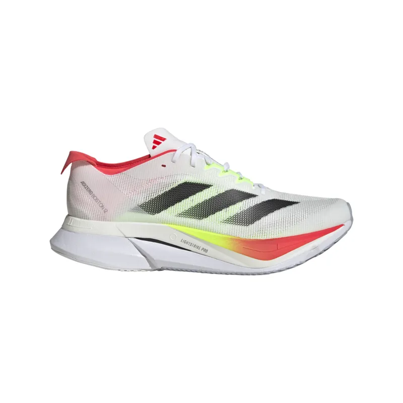 adidas Adizero Boston 12 Men's Tempo Running Shoe Ftwr White Core Black Lucid Red