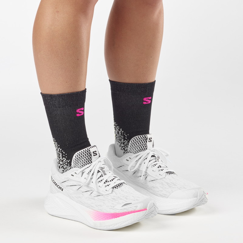 Salomon Aero Glide 4 Women's Running Shoes - White Black-6