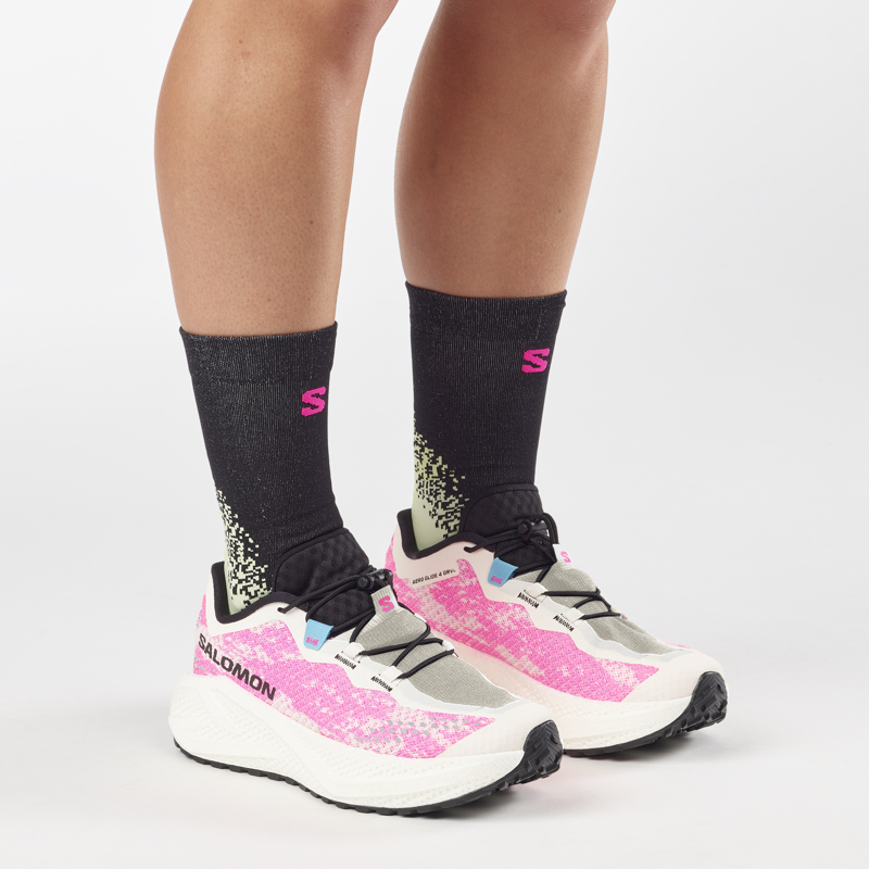 Salomon Aero Glide 4 Grvl Women's Trail Running Shoes -Vanilla Ice Knockout Pink Black-6