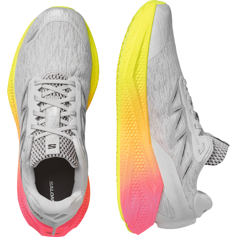 Salomon Aero Glide 4 Men's Running Shoes - Gray Violet Safety Yellow-2