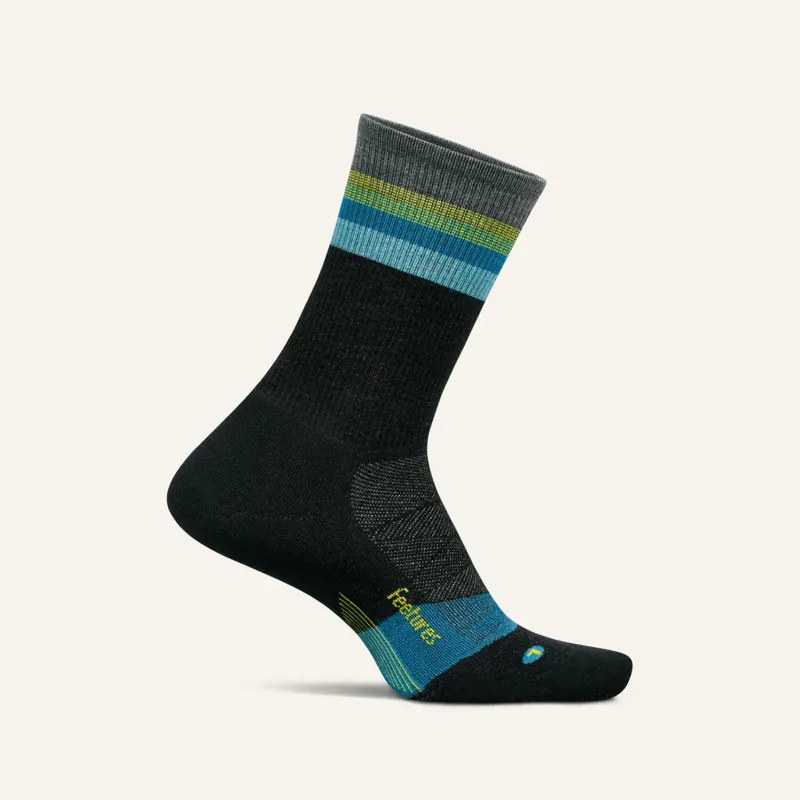 Feetures Merino 10 Max Cushion Running Socks Mini Crew - Luminous Black
