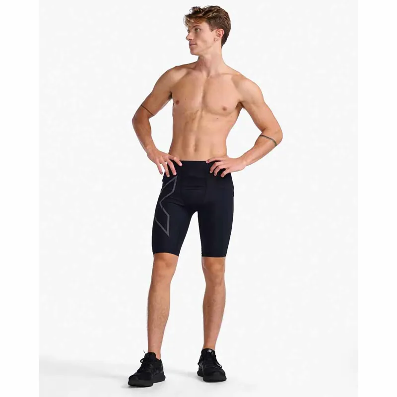 2XU Men's Light Speed Compression Shorts Black Reflective