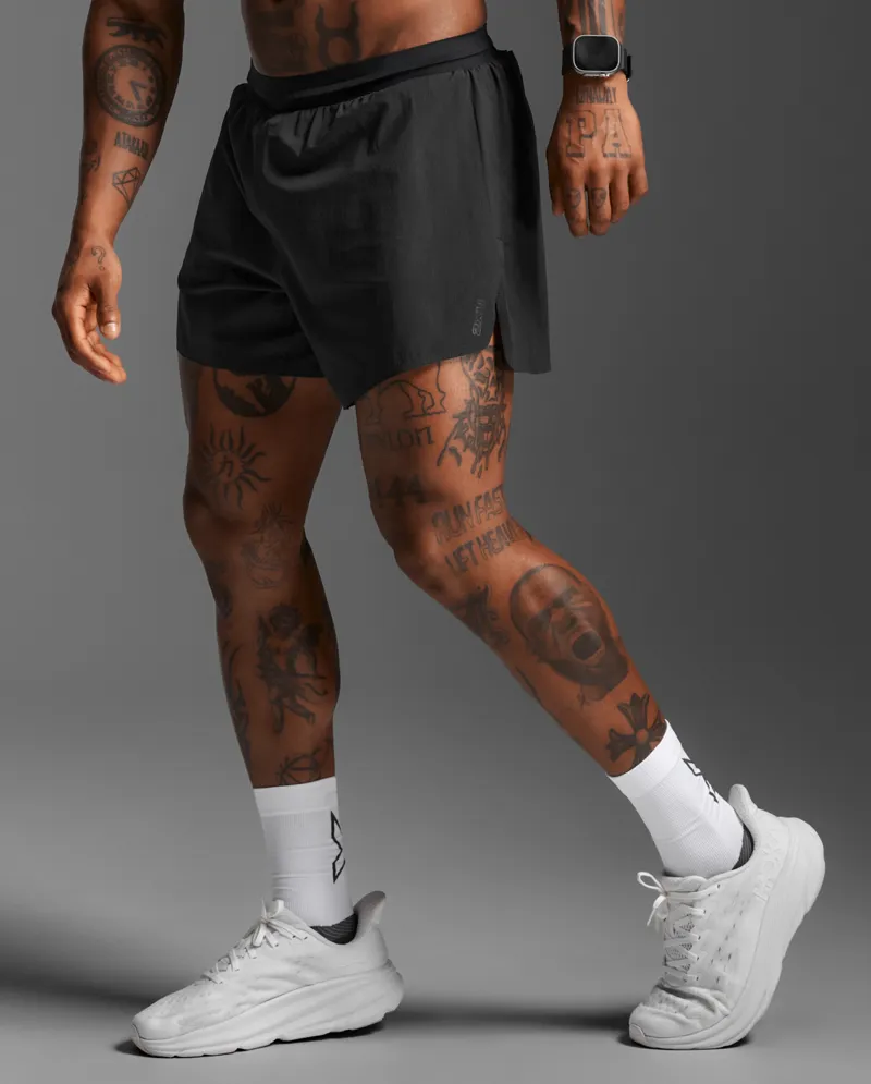 2XU Men's Running Light Speed Stash 5 Inch Short Black Reflective-1