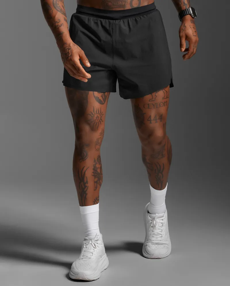 2XU Men's Running Light Speed Stash 5 Inch Short Black Reflective