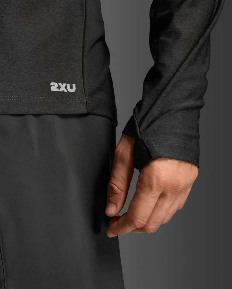 2XU Men's Aero 1/2 Zip Long Sleeve Top Black Silver Reflective-5