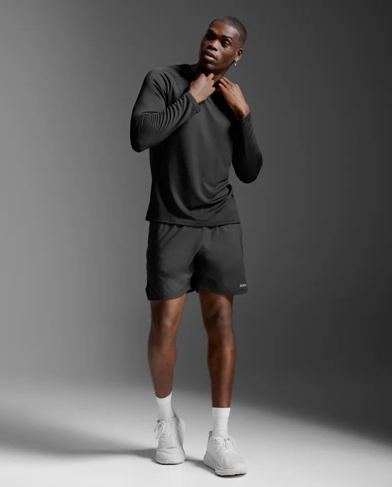 2XU Men's Aero Long Sleeve Running Top Black Silver Reflective-7