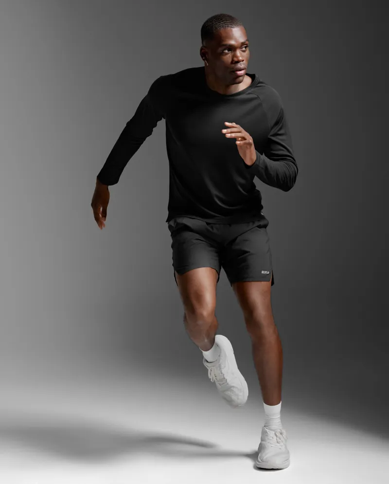 2XU Men's Aero Long Sleeve Running Top Black Silver Reflective-6