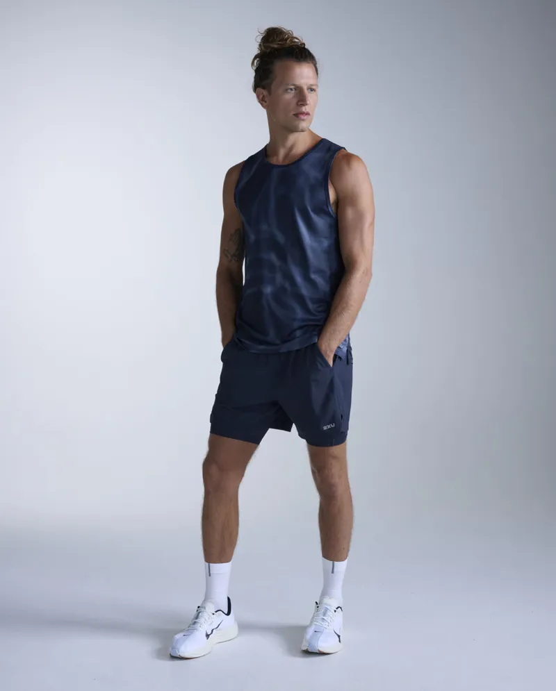 2XU Aero Tank Men's - Midnight Marble Silver Reflect