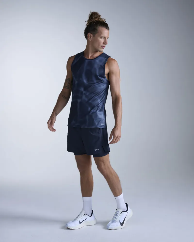 2XU Aero Tank Men's - Midnight Marble Silver Reflect-1