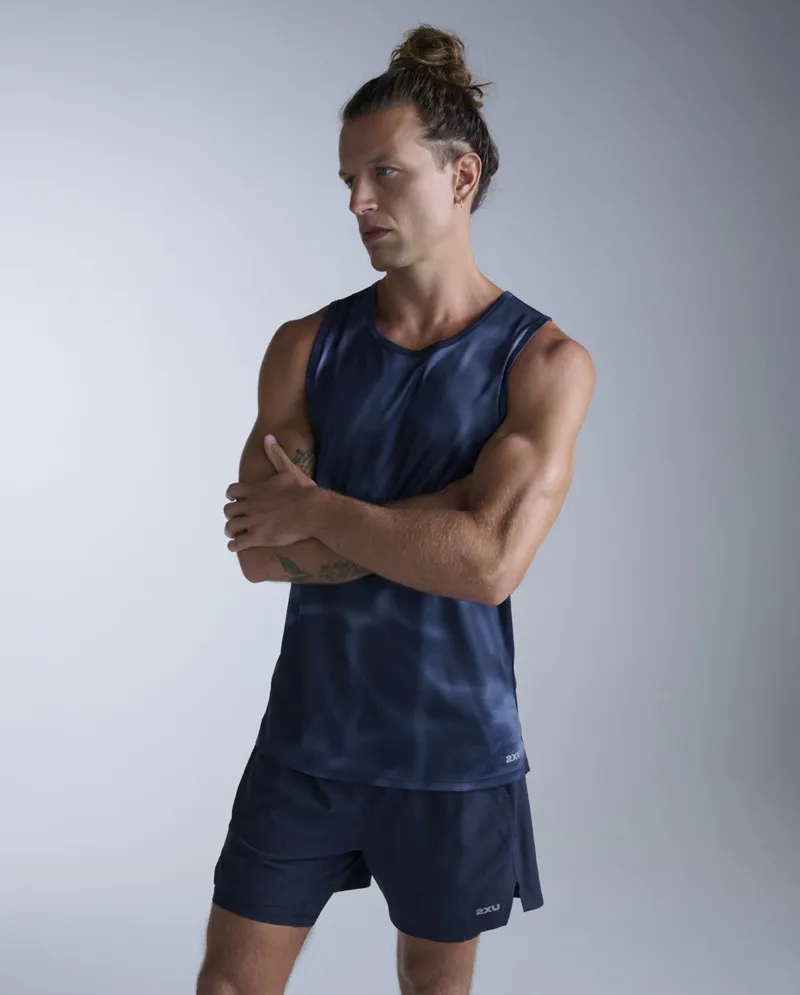 2XU Aero Tank Men's - Midnight Marble Silver Reflect-3