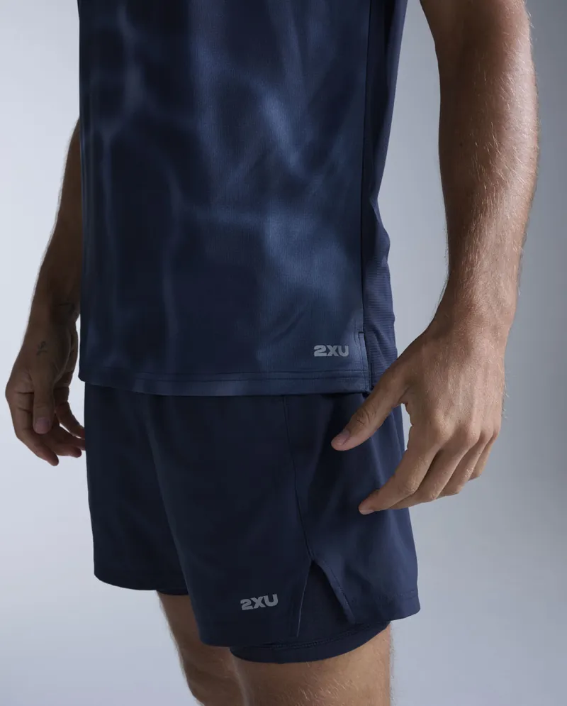 2XU Aero Tank Men's - Midnight Marble Silver Reflect-4
