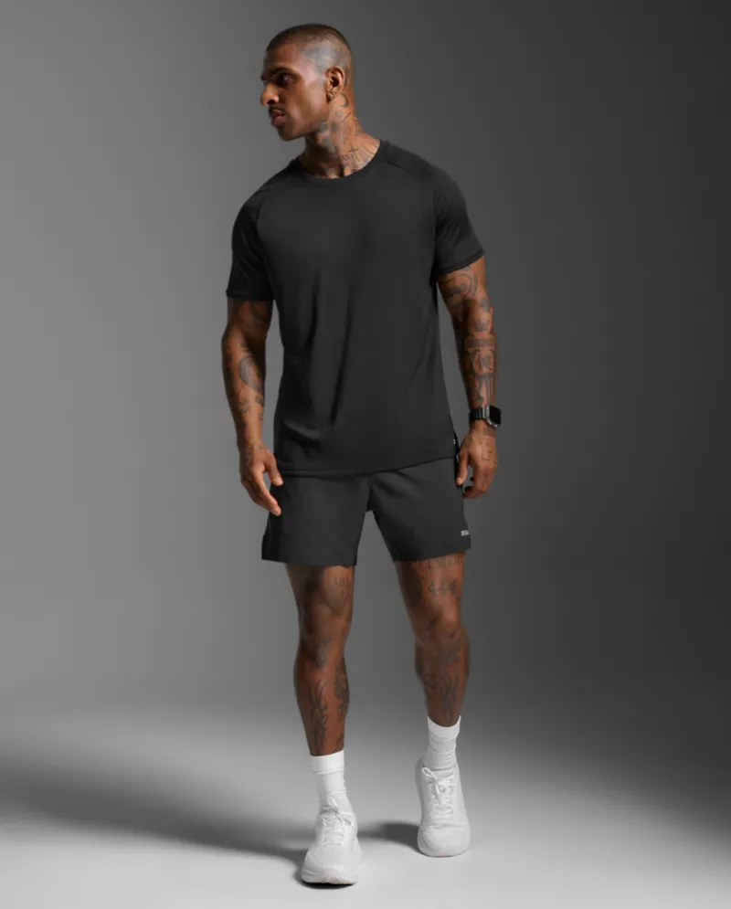 2XU Men's Aero Mesh Running Tee Black Silver Reflective