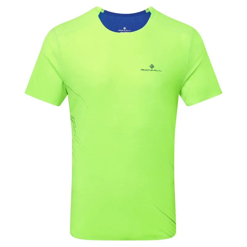 Ronhill Tech Race S/S Tee Men's - Fluo Green Dark Cobalt
